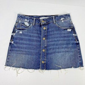 Zara Trafaluc Denim Skirt Womens Size Medium Button Up Y2K 90's Cutoff‎